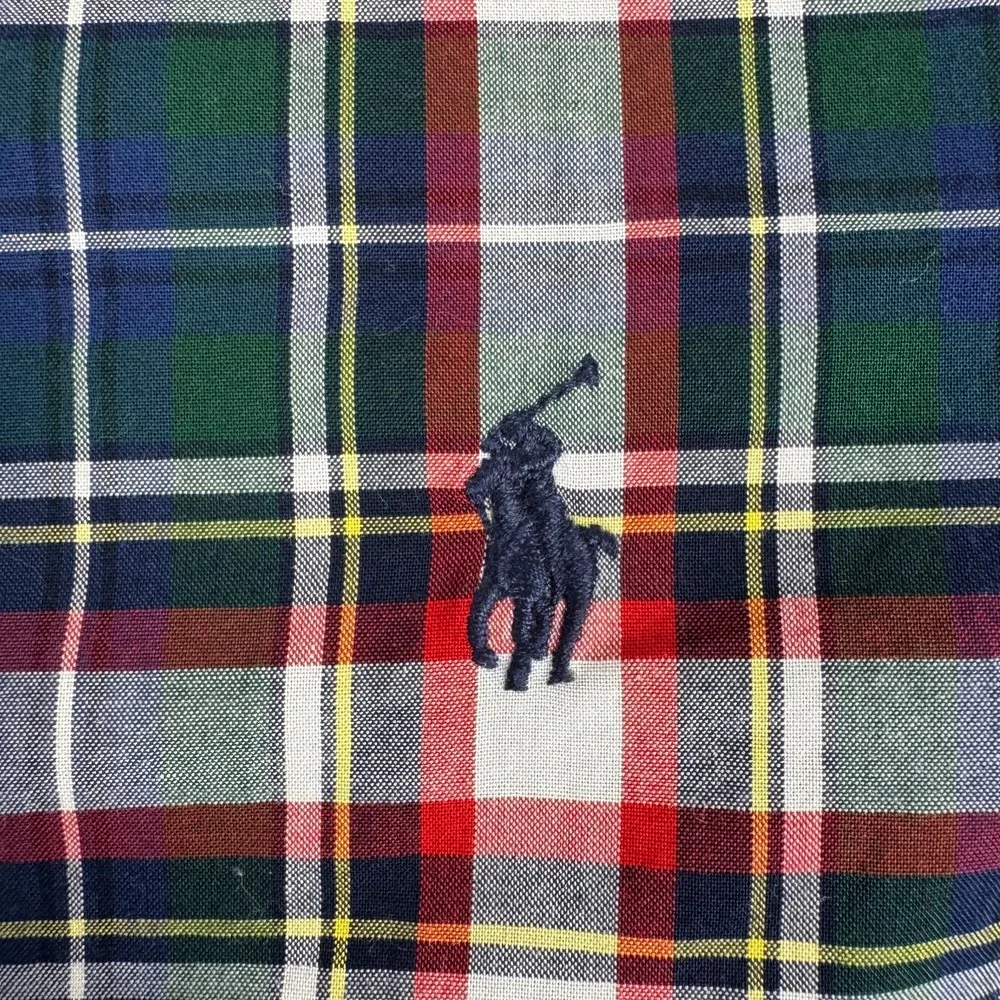 Ralph Lauren Natural Stretch Button Down Shirt Tartan Plaid Boys Medium M